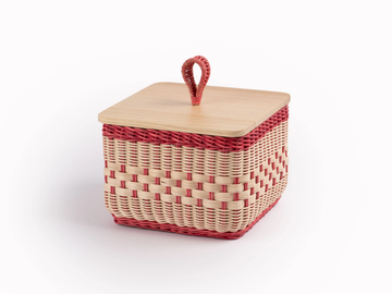 CORALIA BICOLORE - Square wicker container with wooden lid by Mila Maurizi - view 3
